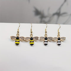 Asymmetrical Bee Honeycomb Earrings Ear Jewelry