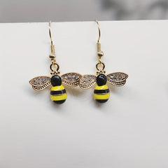 Asymmetrical Bee Honeycomb Earrings Ear Jewelry