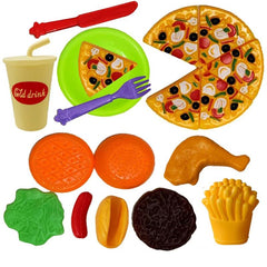 Pretend Play Food Set Burger Hot Dog & Pizza Educational Toys for Kids