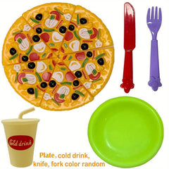 Pretend Play Food Set Burger Hot Dog & Pizza Educational Toys for Kids