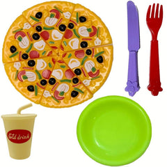Pretend Play Food Set Burger Hot Dog & Pizza Educational Toys for Kids