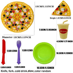 Pretend Play Food Set Burger Hot Dog & Pizza Educational Toys for Kids