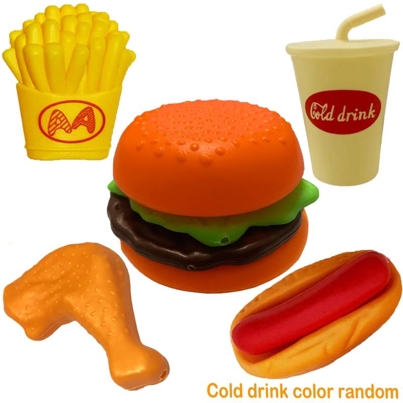 Pretend Play Food Set Burger Hot Dog & Pizza Educational Toys for Kids