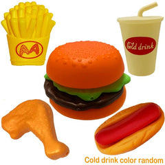 Pretend Play Food Set Burger Hot Dog & Pizza Educational Toys for Kids