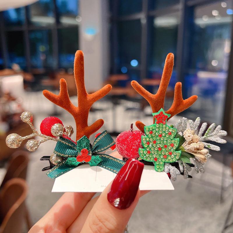 Christmas Hairpin Children's Headdress Baby Bow Antlers Hair Accessories