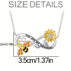 Sunflower Bee Honeycomb Necklace Infinity Ring