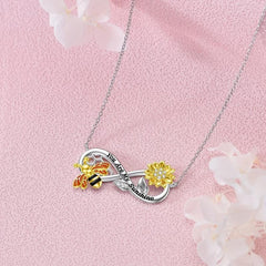 Sunflower Bee Honeycomb Necklace Infinity Ring