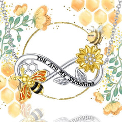Sunflower Bee Honeycomb Necklace Infinity Ring