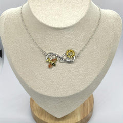 Sunflower Bee Honeycomb Necklace Infinity Ring