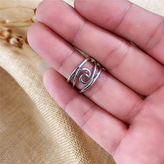 Silver Plated Geometric Hollow Ring for Daily Wear