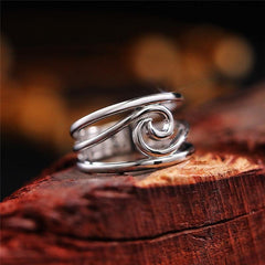 Silver Plated Geometric Hollow Ring for Daily Wear