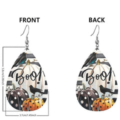 Halloween Faux Leather Teardrop Earrings For Women Girls