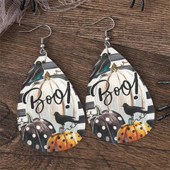 Halloween Faux Leather Teardrop Earrings For Women Girls