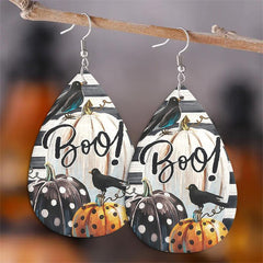 Halloween Faux Leather Teardrop Earrings For Women Girls