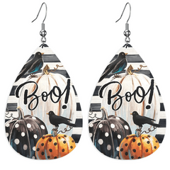 Halloween Faux Leather Teardrop Earrings For Women Girls
