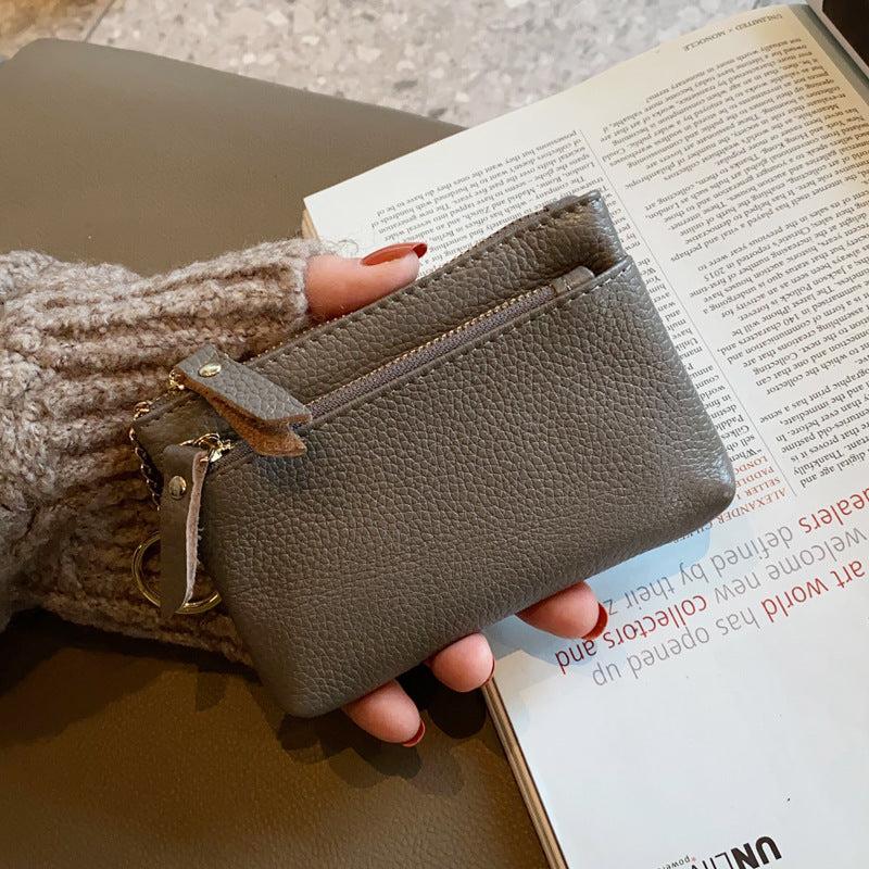 Leather Small Zero Wallet Women's Mini Key Three Layer Handheld Money Bag