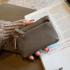 Leather Small Zero Wallet Women's Mini Key Three Layer Handheld Money Bag