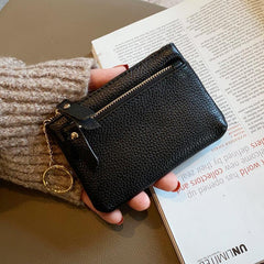 Leather Small Zero Wallet Women's Mini Key Three Layer Handheld Money Bag