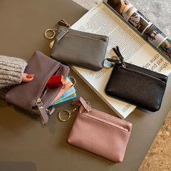 Leather Small Zero Wallet Women's Mini Key Three Layer Handheld Money Bag