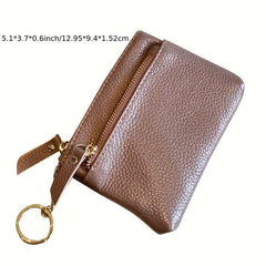 Leather Small Zero Wallet Women's Mini Key Three Layer Handheld Money Bag