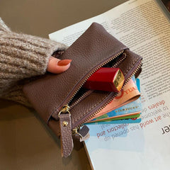 Leather Small Zero Wallet Women's Mini Key Three Layer Handheld Money Bag