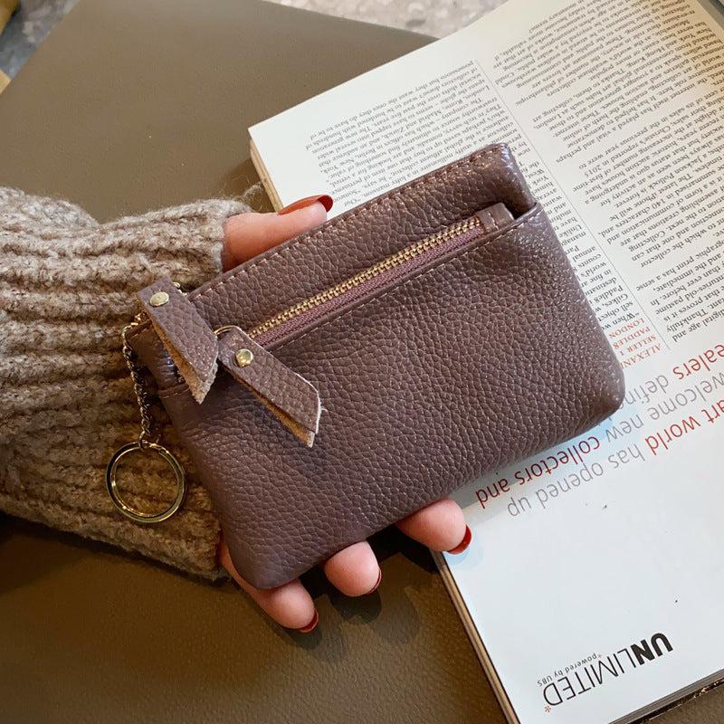 Leather Small Zero Wallet Women's Mini Key Three Layer Handheld Money Bag