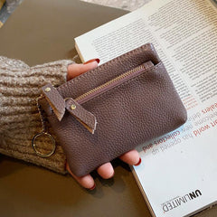 Leather Small Zero Wallet Women's Mini Key Three Layer Handheld Money Bag