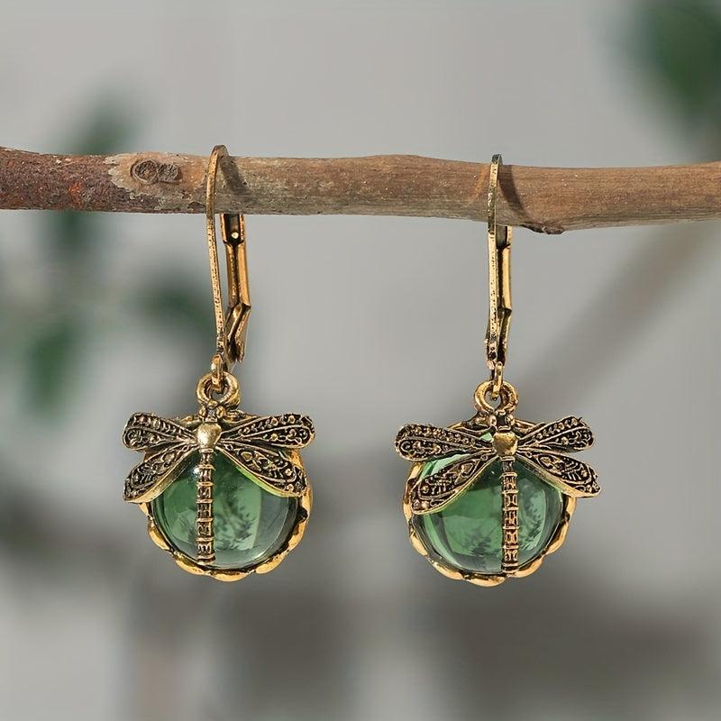 Retro Dragonfly Crystal Earrings Charm Women's Jewelry