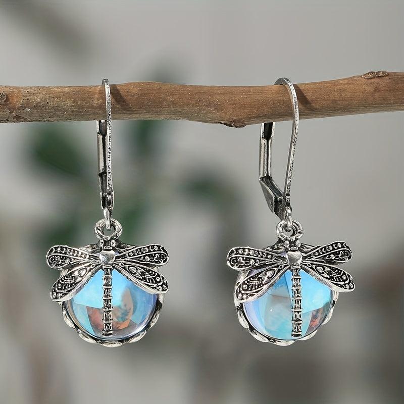 Retro Dragonfly Crystal Earrings Charm Women's Jewelry