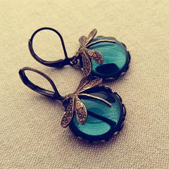 Retro Dragonfly Crystal Earrings Charm Women's Jewelry