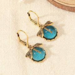 Retro Dragonfly Crystal Earrings Charm Women's Jewelry