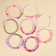 Boho Candy Soft Clay Bracelet Set - 8 Pieces