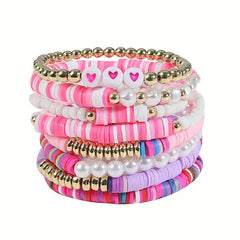 Boho Candy Soft Clay Bracelet Set - 8 Pieces