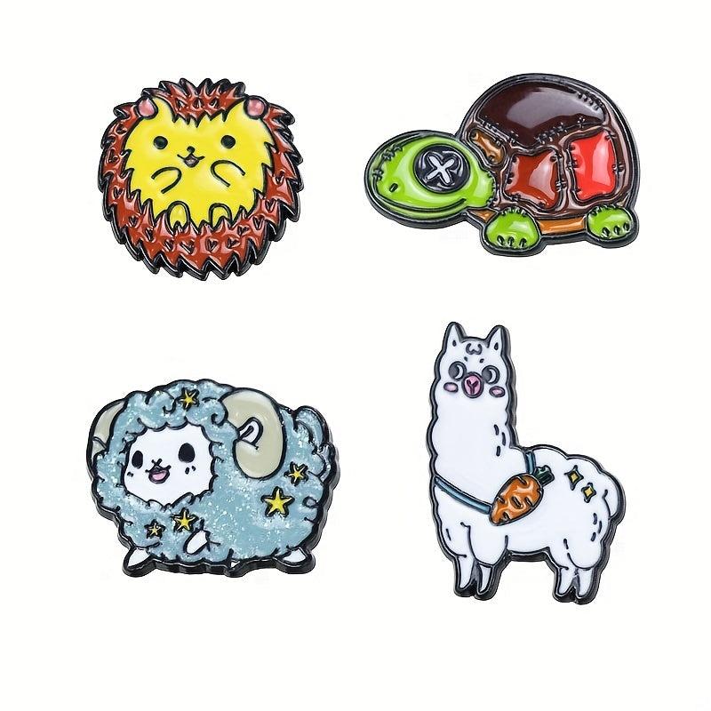 Animal Brooch Lapel Pin 1pc Cartoon Alpaca Lion Turtle Sheep Gift Boys & Girls