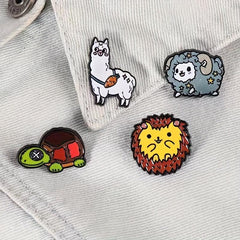 Animal Brooch Lapel Pin 1pc Cartoon Alpaca Lion Turtle Sheep Gift Boys & Girls