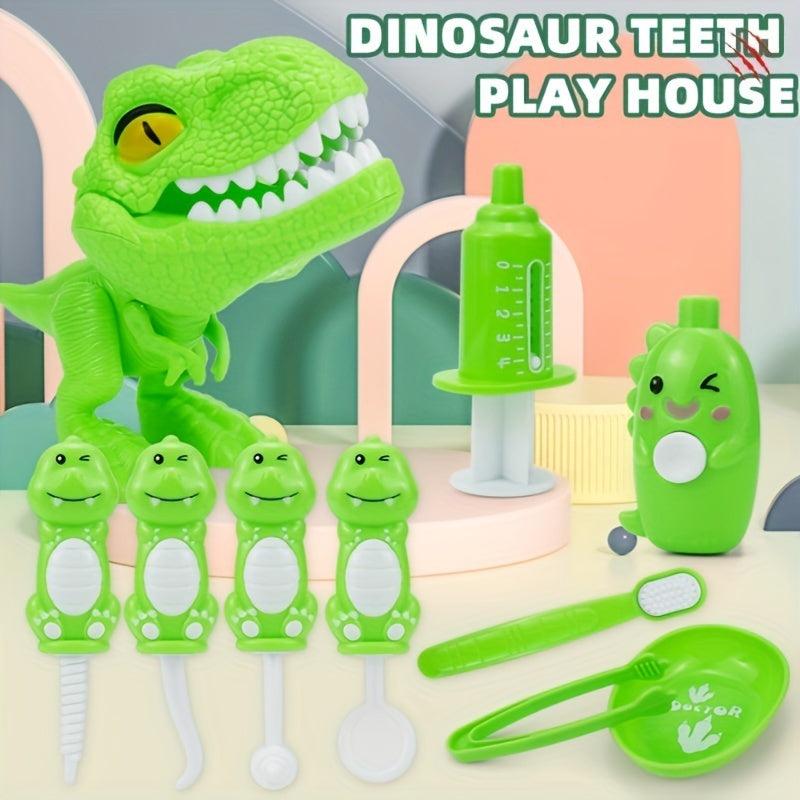 10pcs Dinosaur Brushing Teeth Toys Role Play Set
