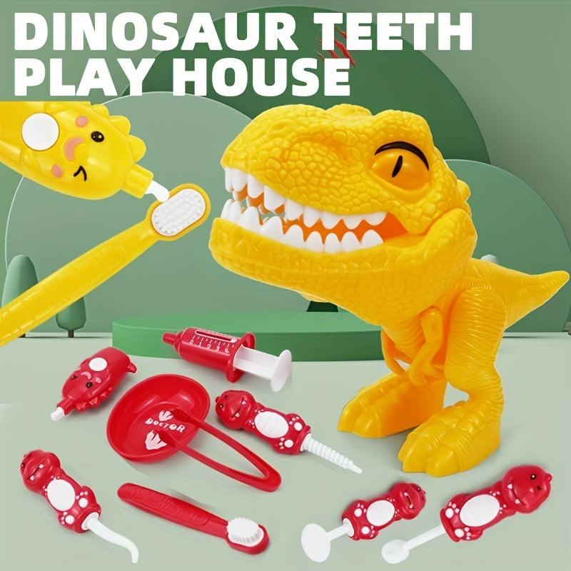 10pcs Dinosaur Brushing Teeth Toys Role Play Set