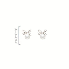 Compact Zircon Bow Earrings Female Student Versatile Mini Ear Stud