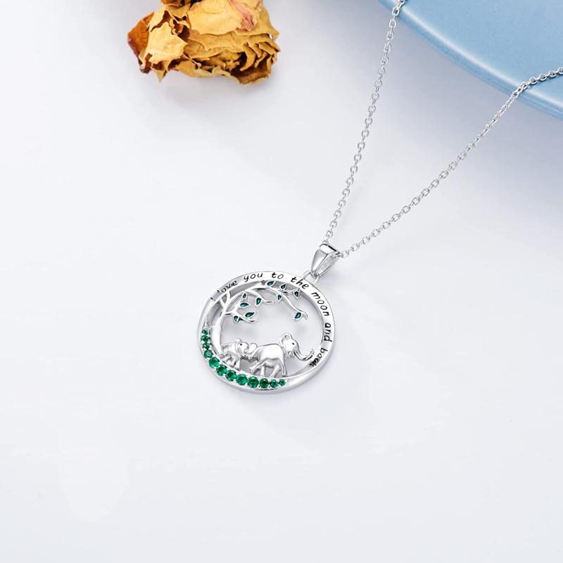Baby Elephant Round Necklace For Women And Girls