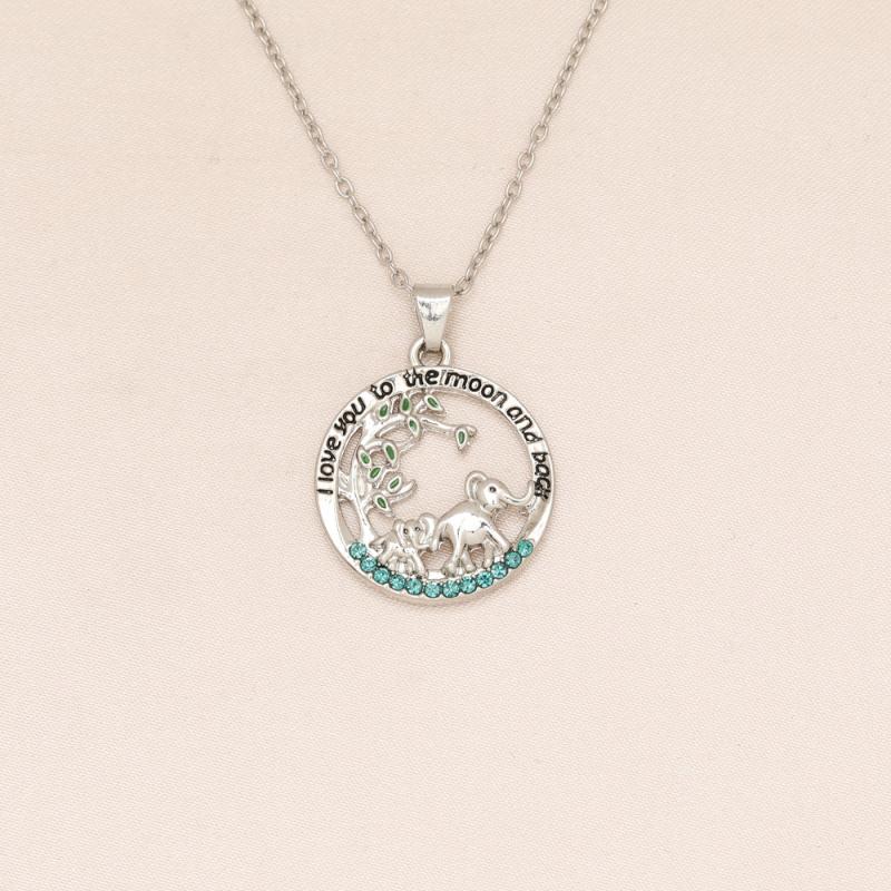 Baby Elephant Round Necklace For Women And Girls