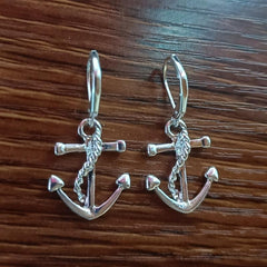 Silver Plated Anchor Earrings Hip Hop Style