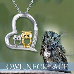 Mother And Child Owl Pendant Necklace For Women Cartoon Animal Jewelry