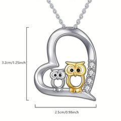 Mother And Child Owl Pendant Necklace For Women Cartoon Animal Jewelry