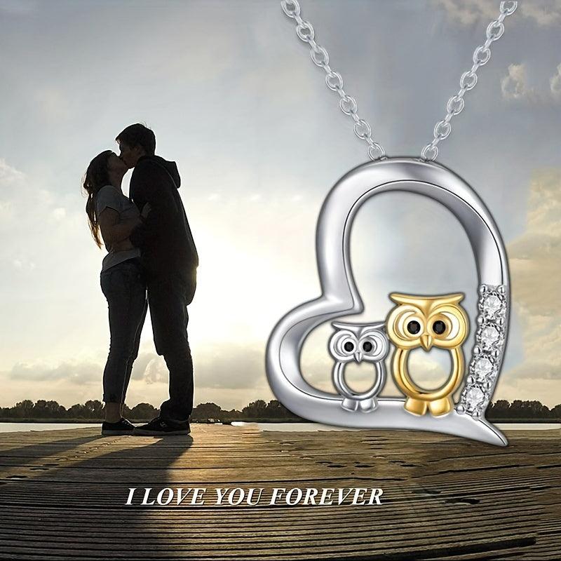 Mother And Child Owl Pendant Necklace For Women Cartoon Animal Jewelry