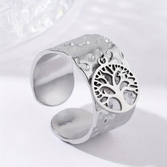 Steel Tree Of Life Open Ring Vintage Classic Romantic Ring