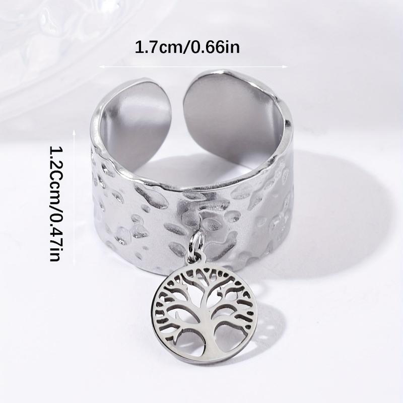 Steel Tree Of Life Open Ring Vintage Classic Romantic Ring
