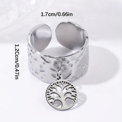 Steel Tree Of Life Open Ring Vintage Classic Romantic Ring