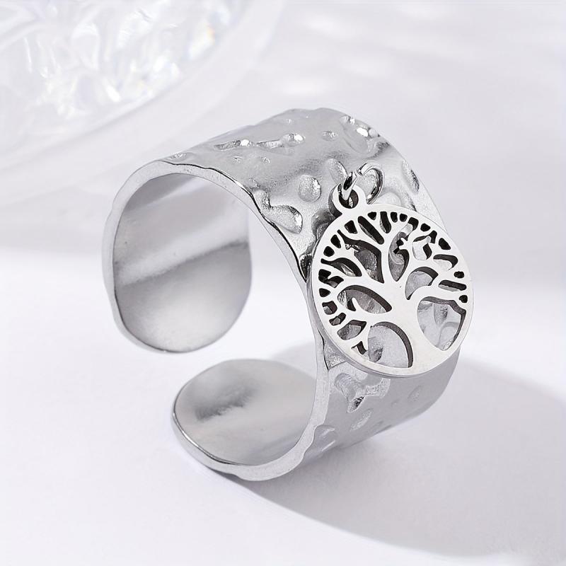 Steel Tree Of Life Open Ring Vintage Classic Romantic Ring