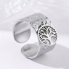 Steel Tree Of Life Open Ring Vintage Classic Romantic Ring