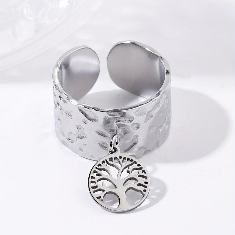 Steel Tree Of Life Open Ring Vintage Classic Romantic Ring
